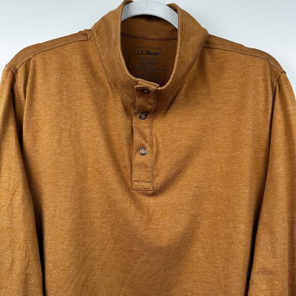 L.L. Bean Men's Shirt Allagash Henley Snap Pullover Coolmax Dark Mustard Sz XL - Picture 2 of 9